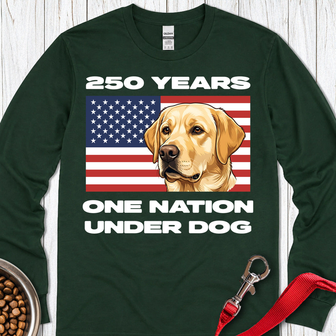 Yellow Labrador 250 Years USA Long Sleeve — Forest Green
