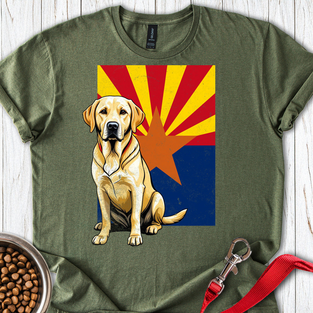 Yellow Labrador Arizona Flag Military Green