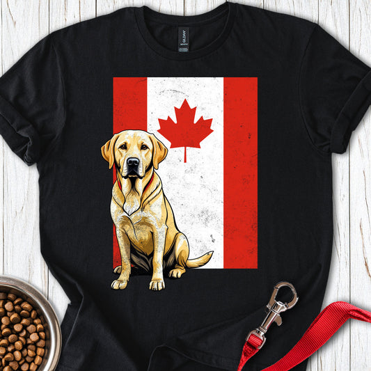 Yellow Labrador Canada Flag Black