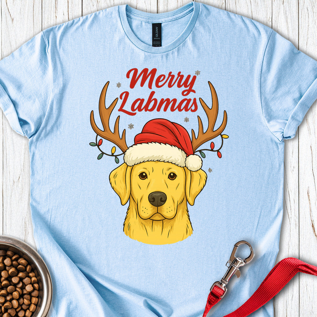 Yellow Labrador Christmas Light Blue