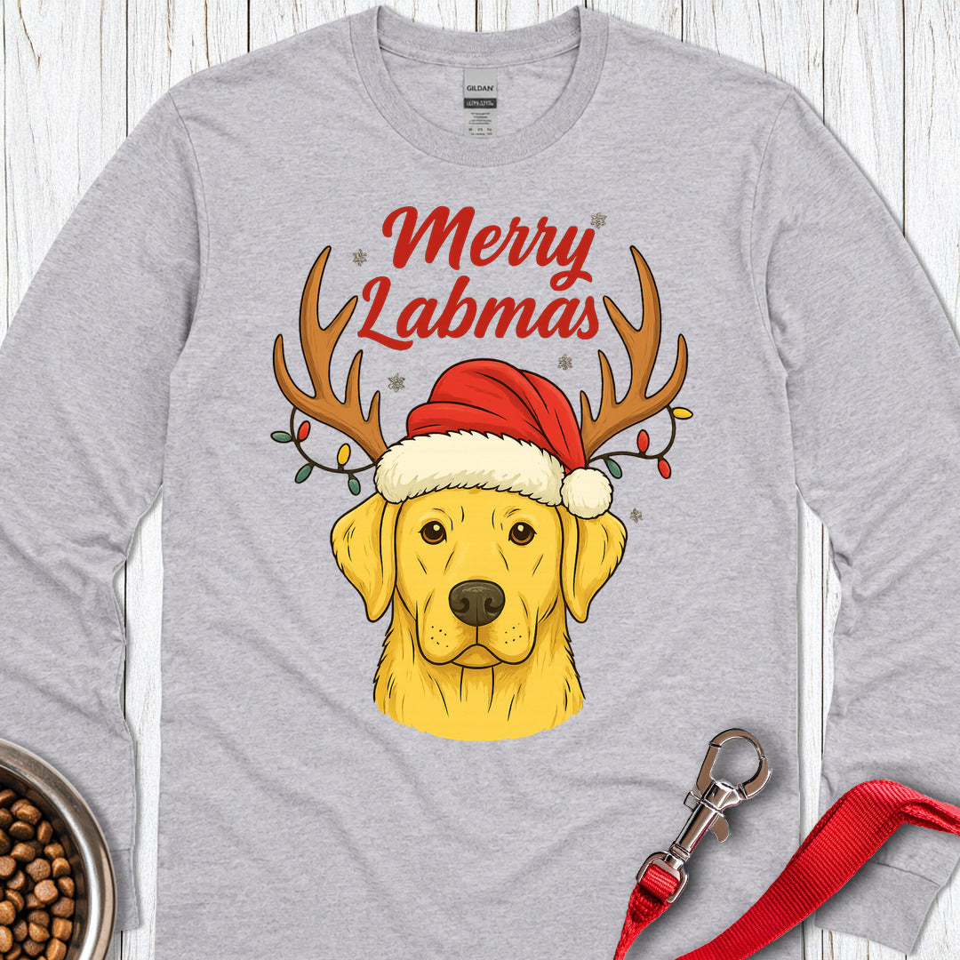 Yellow Labrador Christmas Long Sleeve — Sport Grey