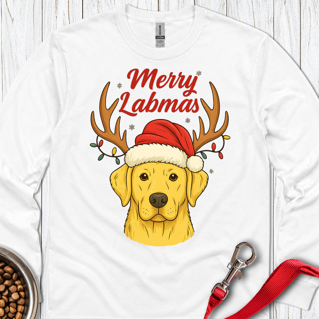 Yellow Labrador Christmas Long Sleeve — White