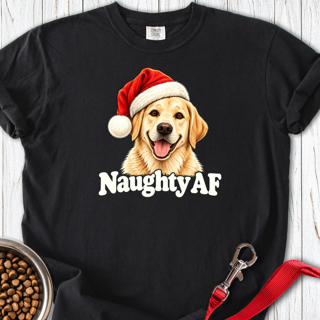 Yellow Labrador Christmas Naughty Premium Tee Black