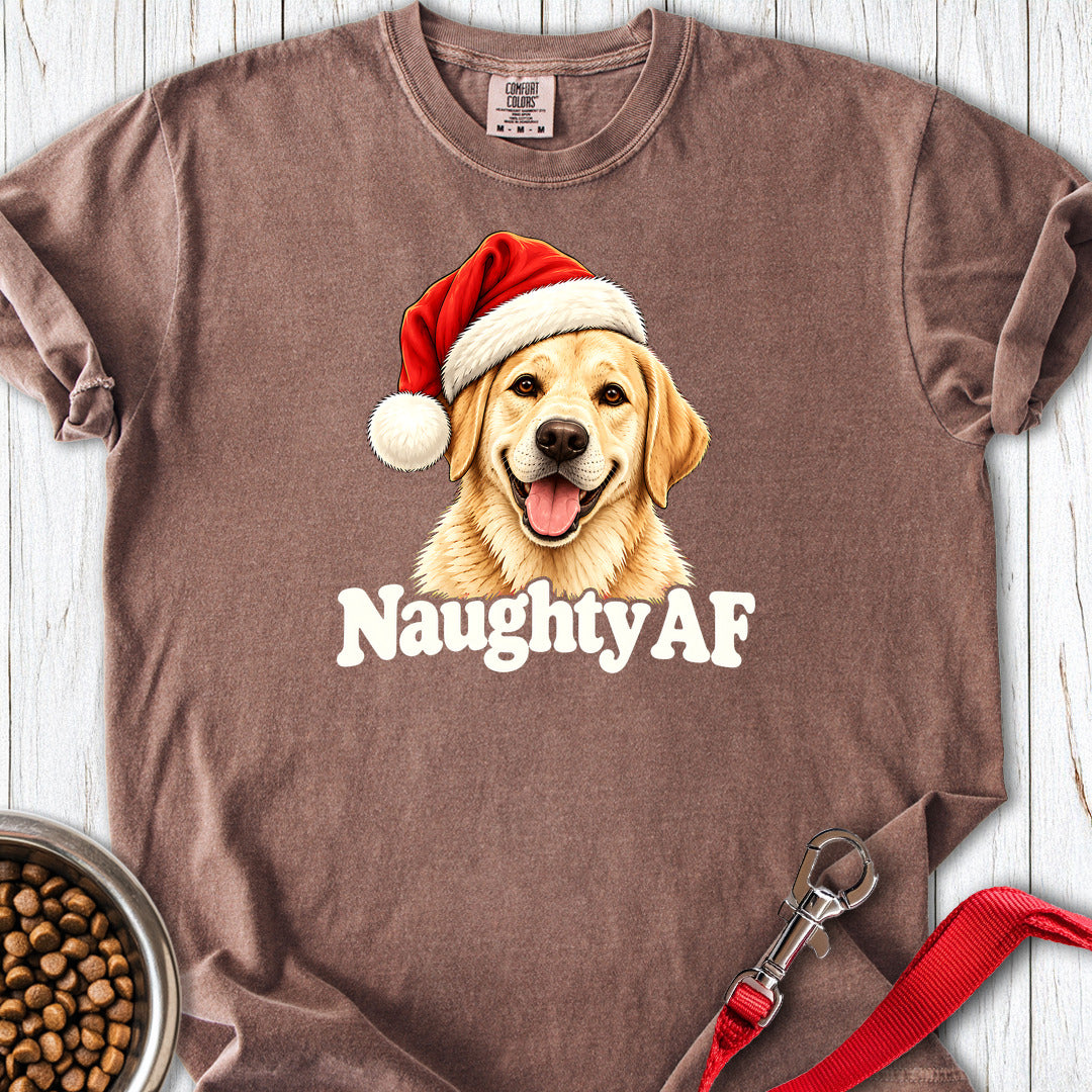 Yellow Labrador Christmas Naughty Premium Tee Espresso