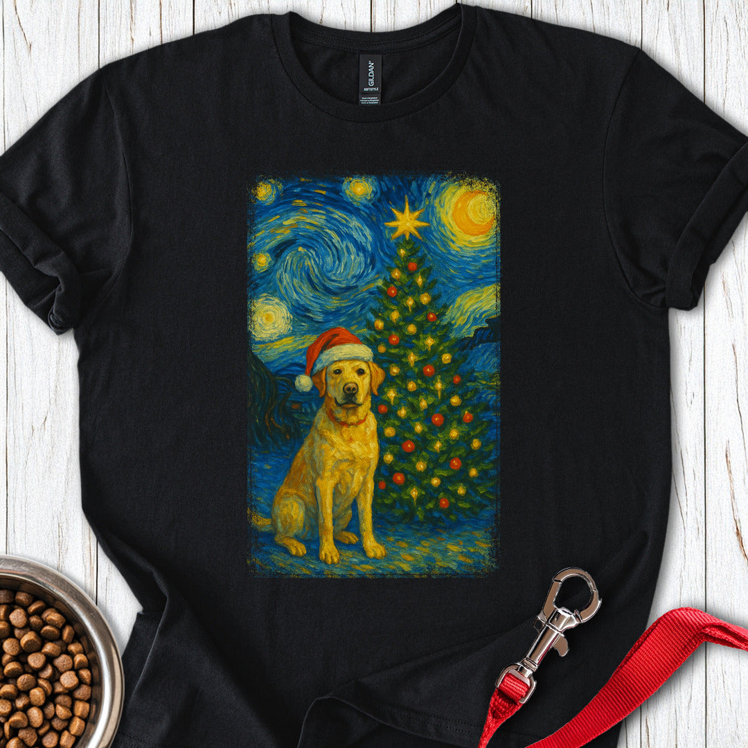 Yellow Labrador Christmas Van Gogh Black