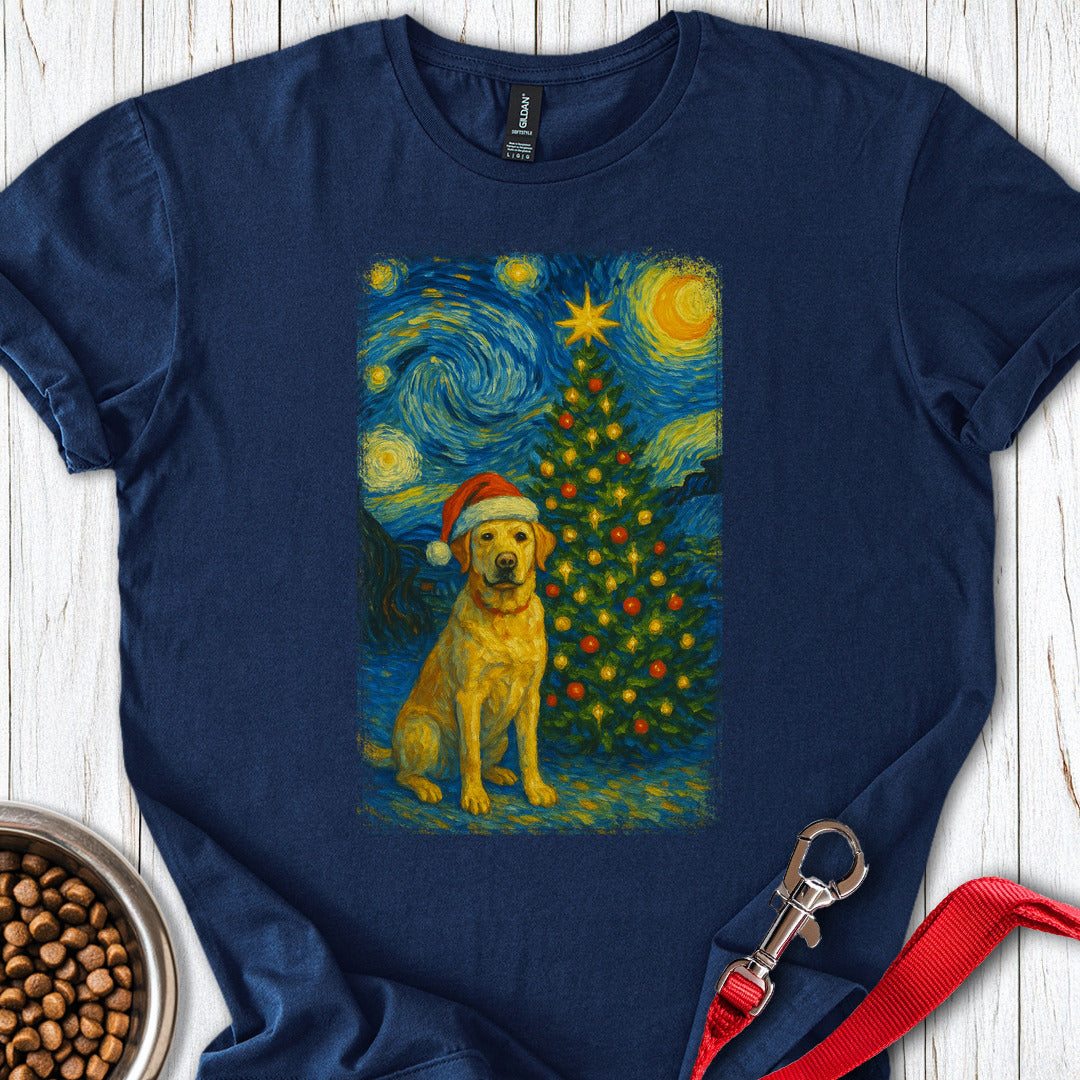 Yellow Labrador Christmas Van Gogh Navy