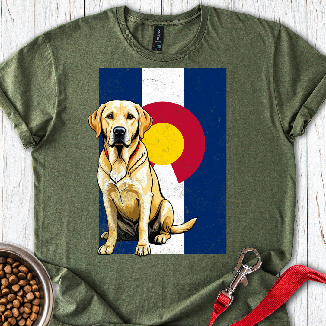 Yellow Labrador Colorado Flag Military Green