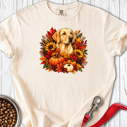 Yellow Labrador Fall Wreath Premium Tee Ivory