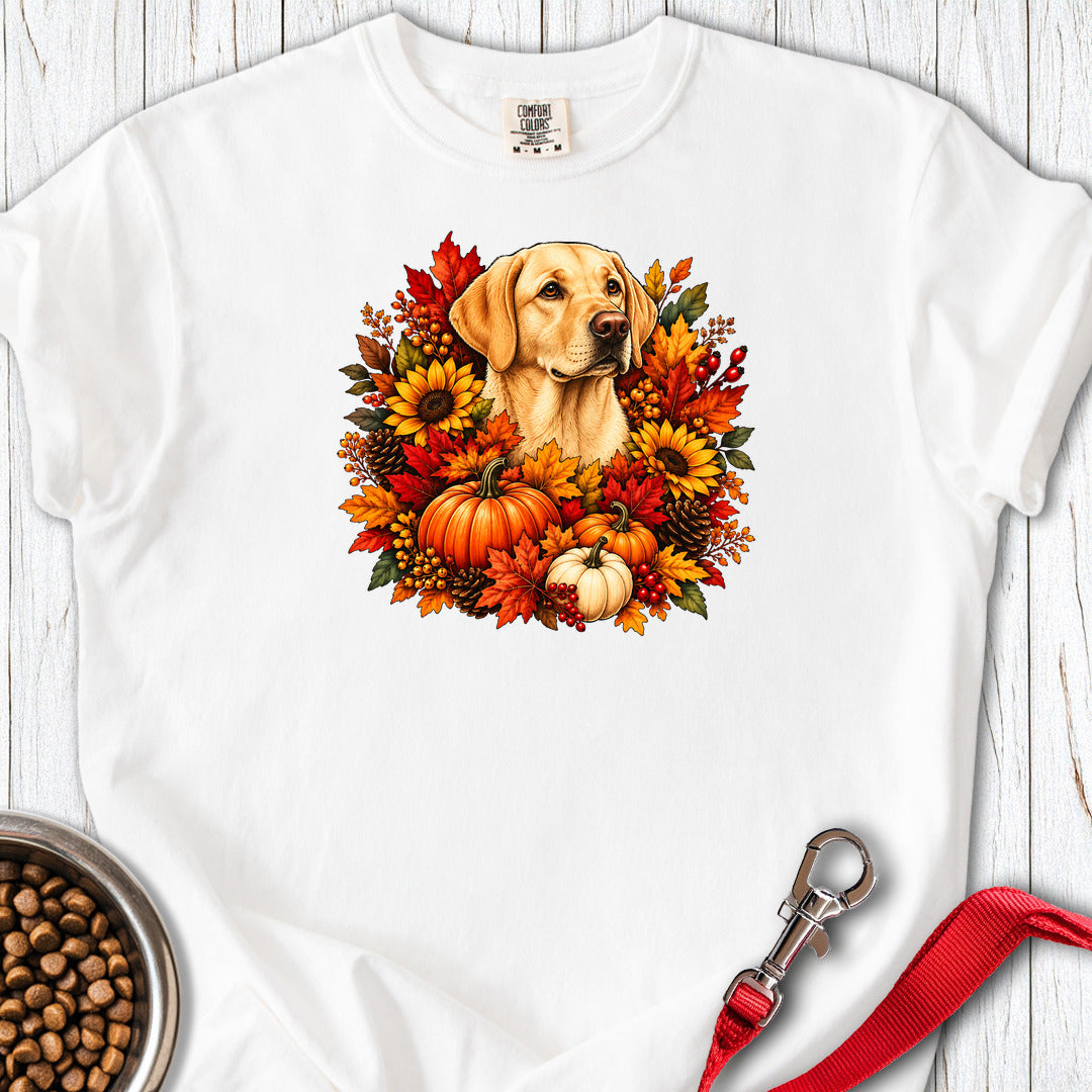 Yellow Labrador Fall Wreath Premium Tee White