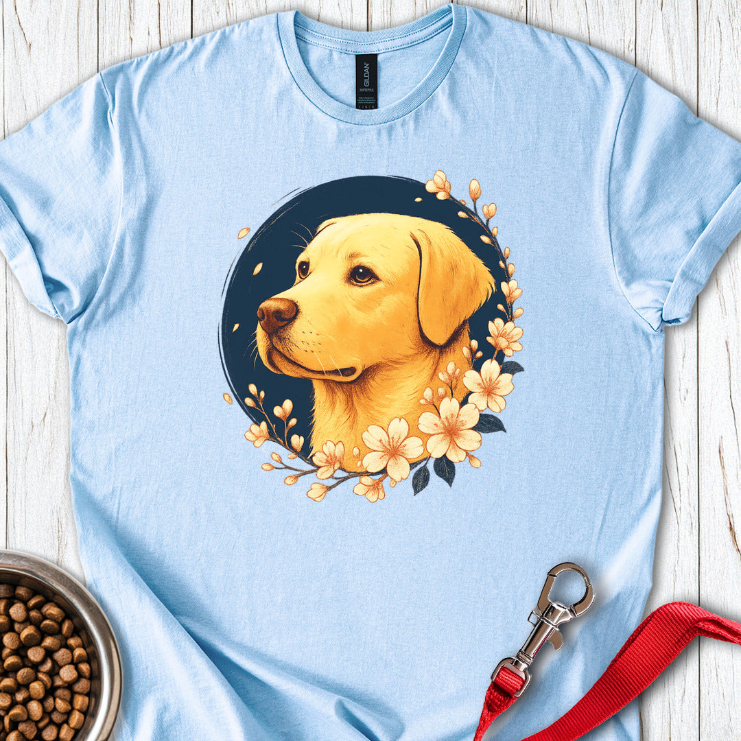 Yellow Labrador Flowers Light Blue