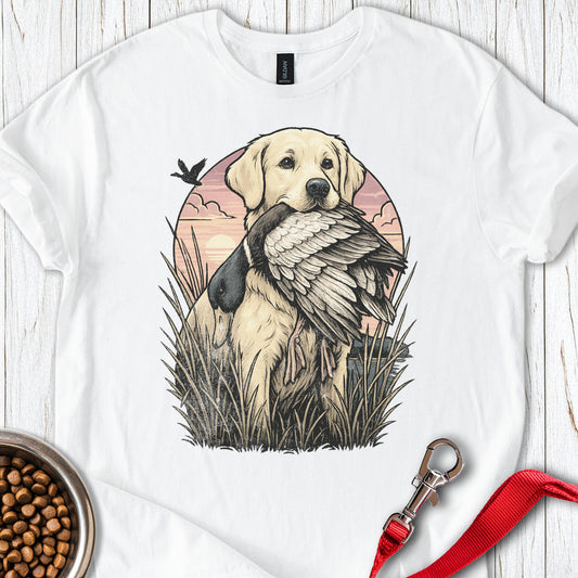 Yellow Labrador Hunting White
