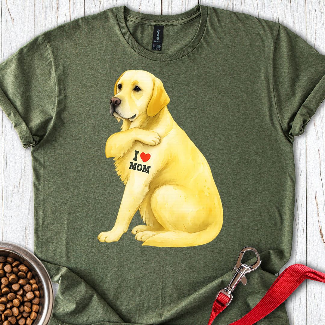 Yellow Labrador I Love Mom Military Green
