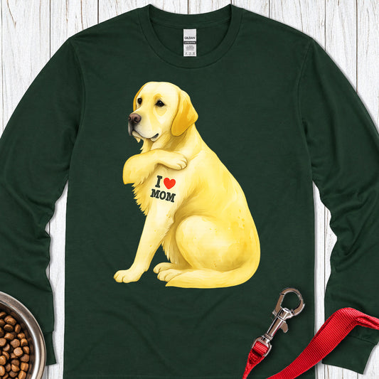Yellow Labrador I Love Mom Long Sleeve — Forest Green