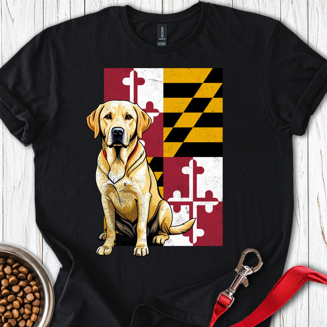 Yellow Labrador Maryland Flag Black