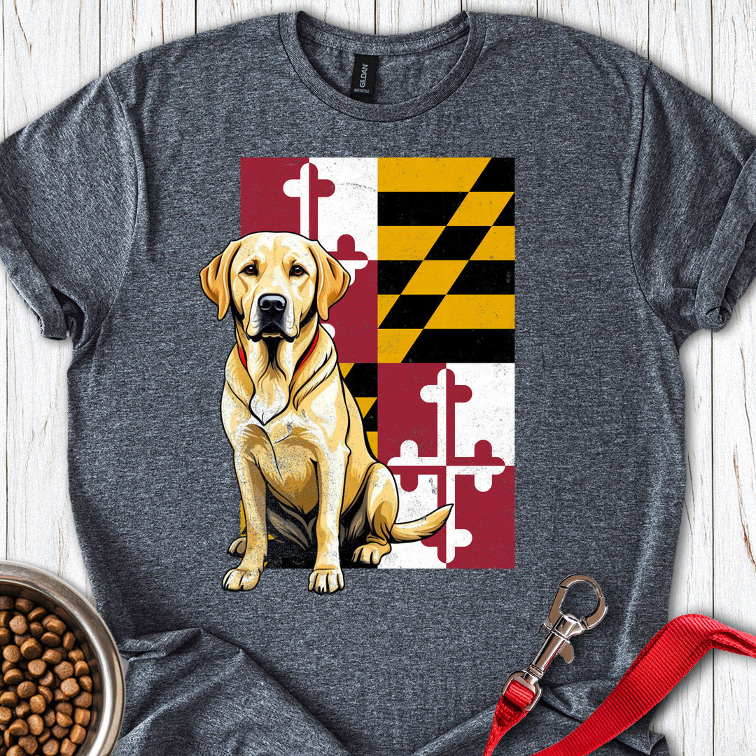 Yellow Labrador Maryland Flag Dark Heather