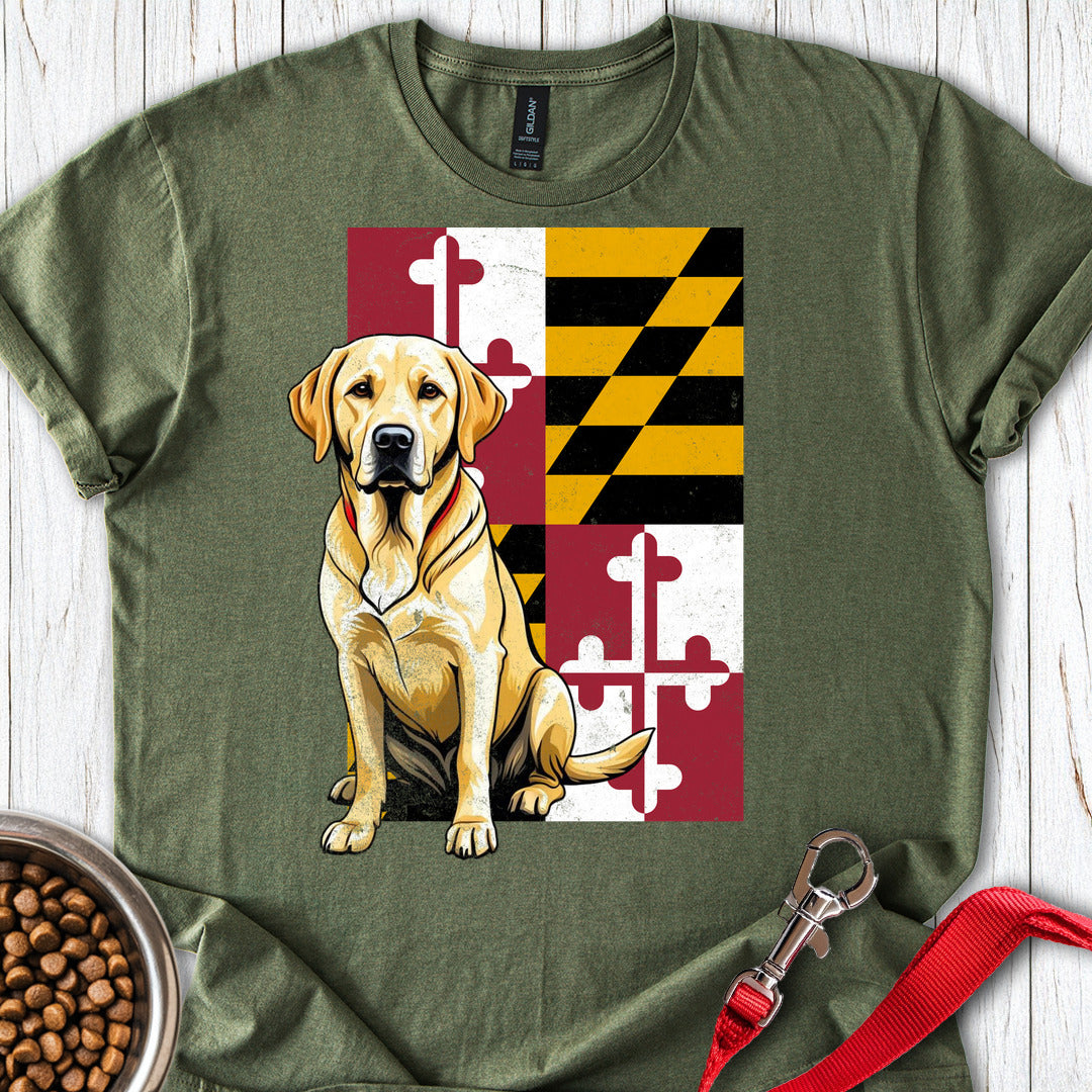 Yellow Labrador Maryland Flag Military Green