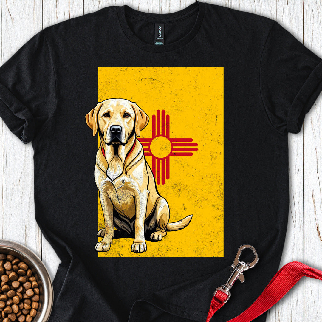 Yellow Labrador New Mexico Flag Black