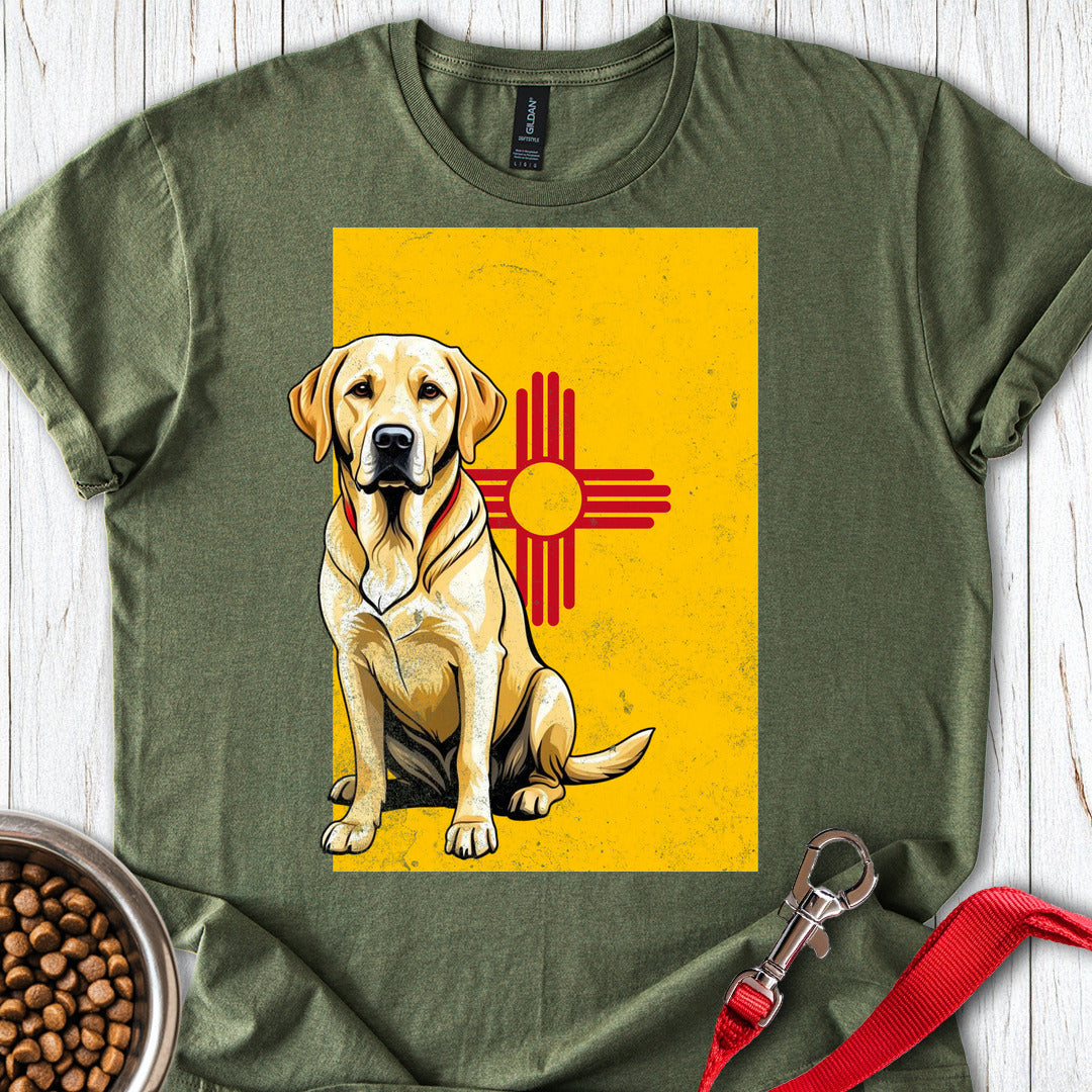 Yellow Labrador New Mexico Flag Military Green