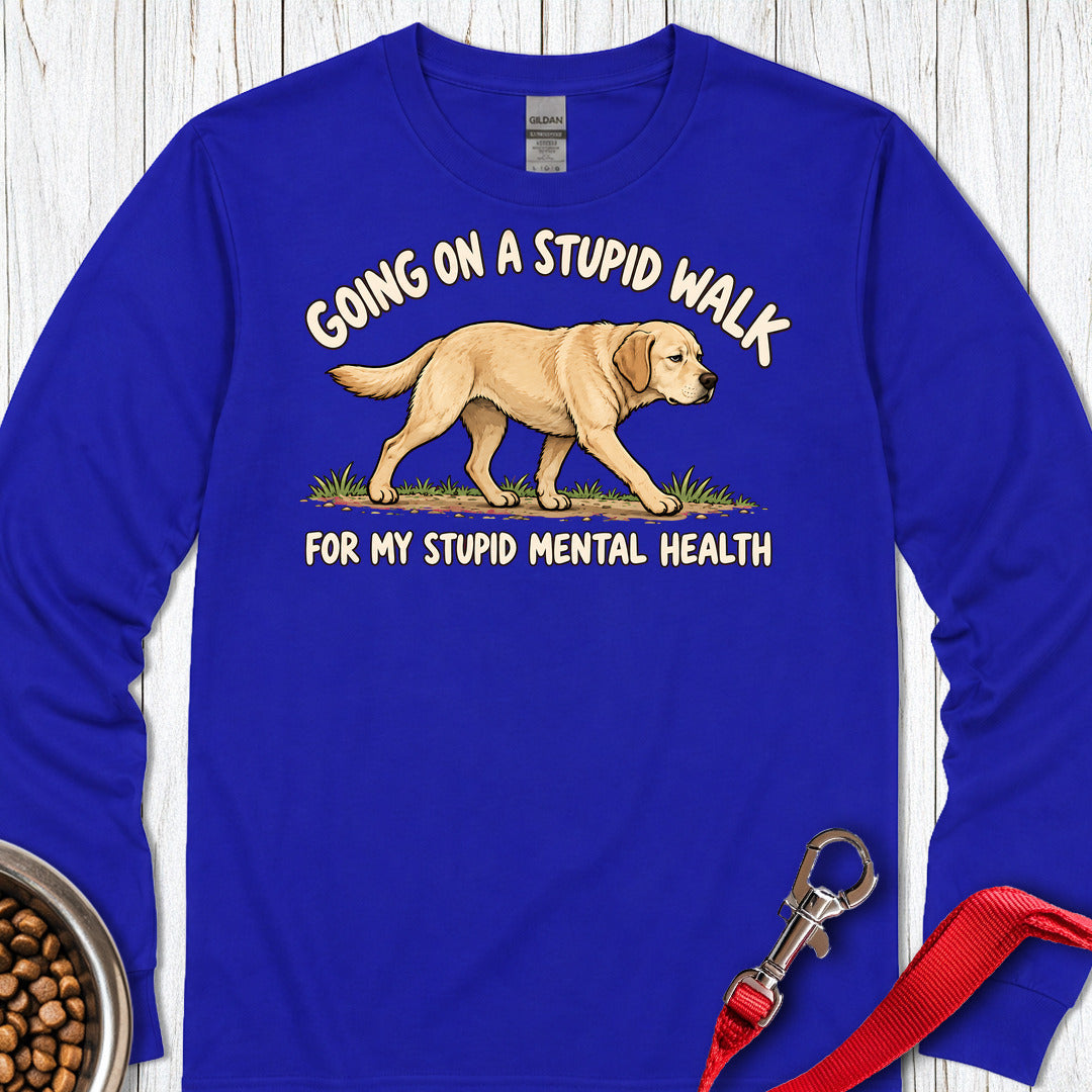 Yellow Labrador Stupid Walk Long Sleeve — Royal