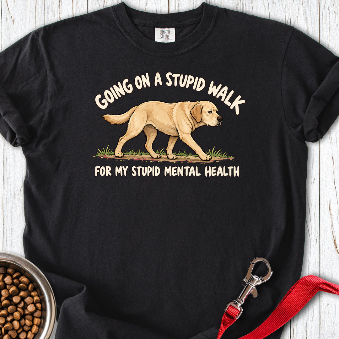 Yellow Labrador Stupid Walk Premium Tee — Black