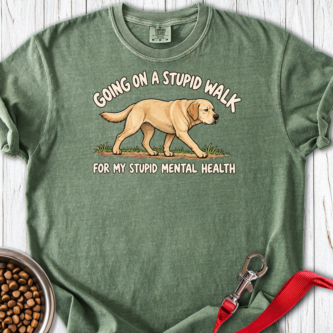 Yellow Labrador Stupid Walk Premium Tee — Moss