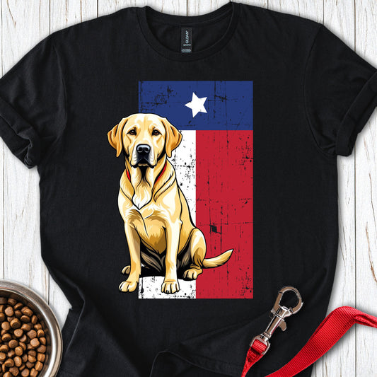 Yellow Labrador Texas Flag Black