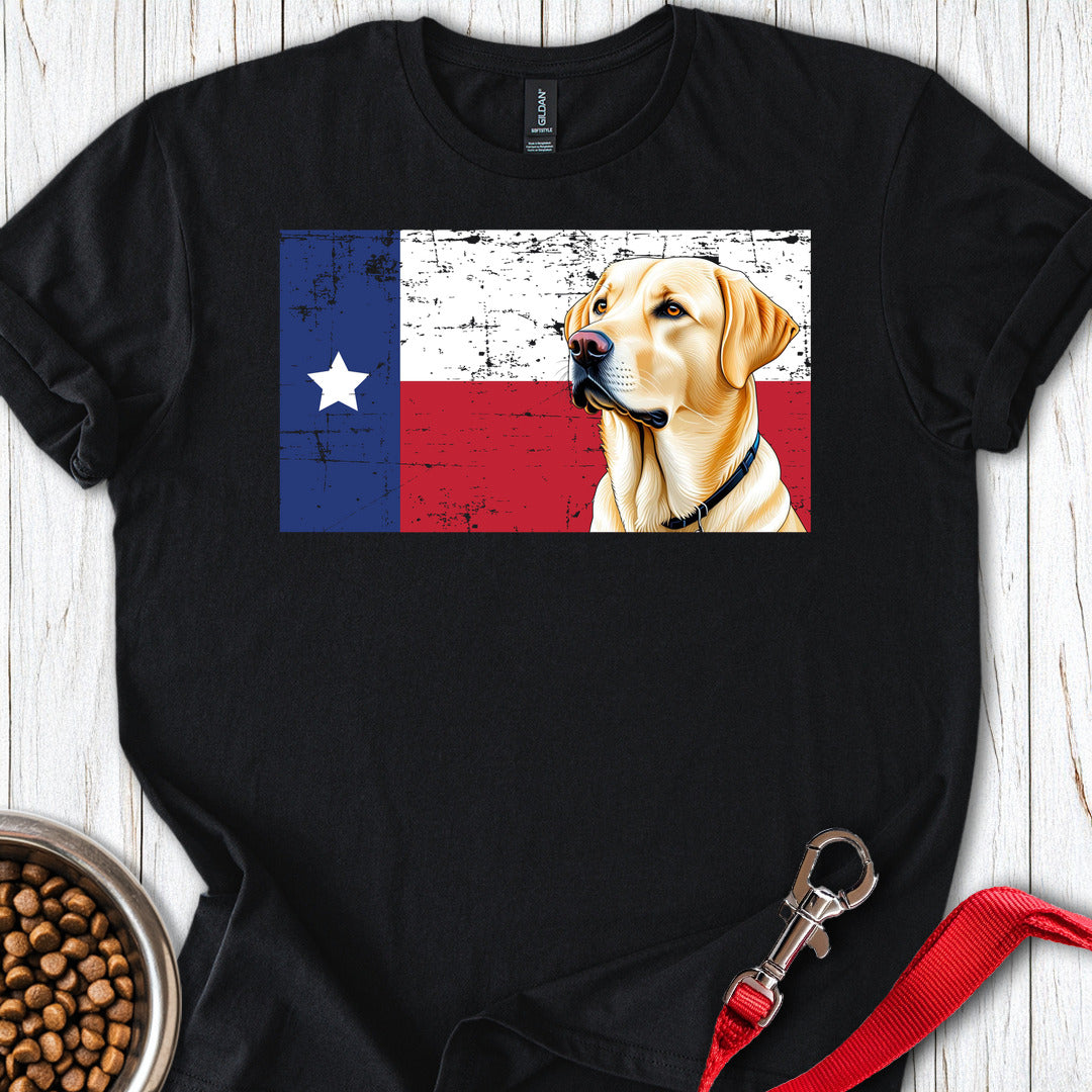 Yellow Labrador Texas Flag Black
