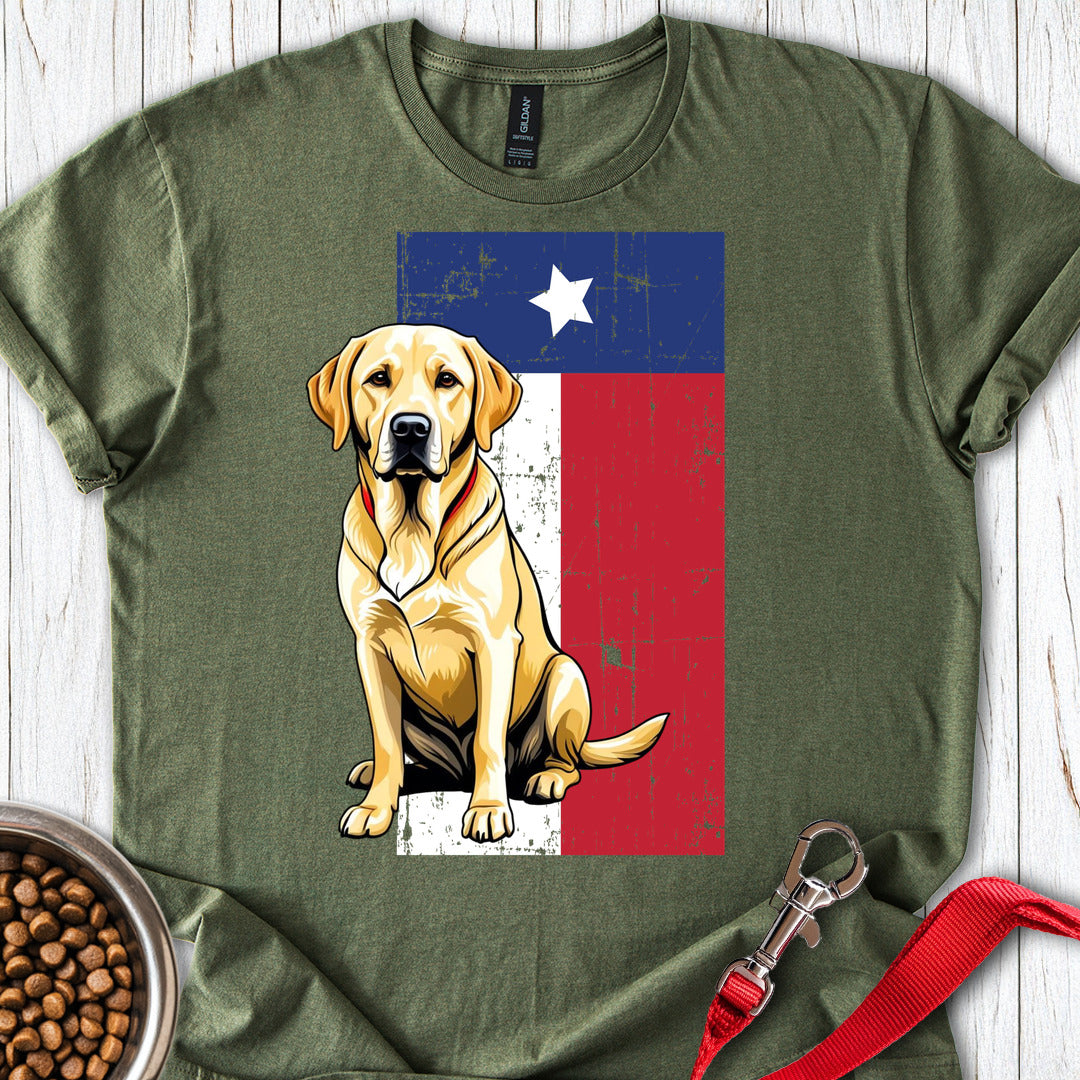 Yellow Labrador Texas Flag Military Green
