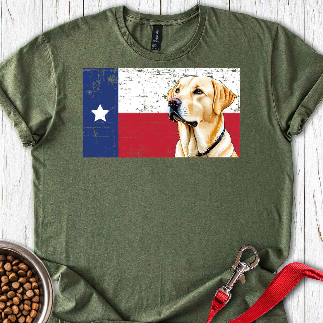 Yellow Labrador Texas Flag Military Green