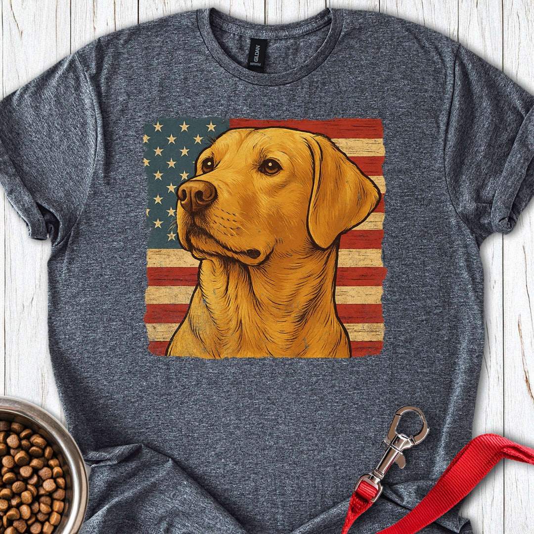 Yellow Labrador USA Flag Dark Heather