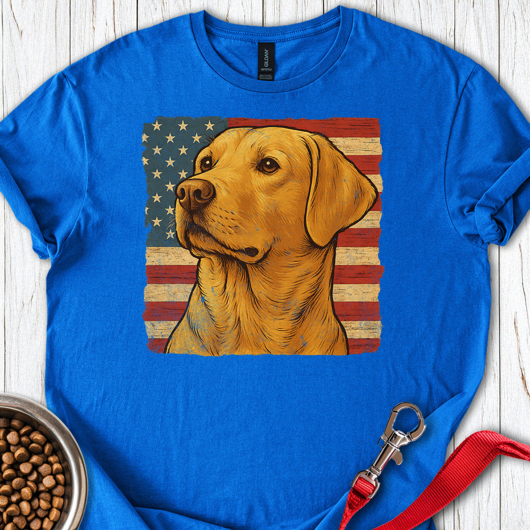 Yellow Labrador USA Flag Royal