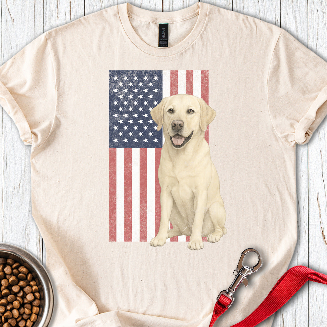 Yellow Labrador USA Flag Faded Natural