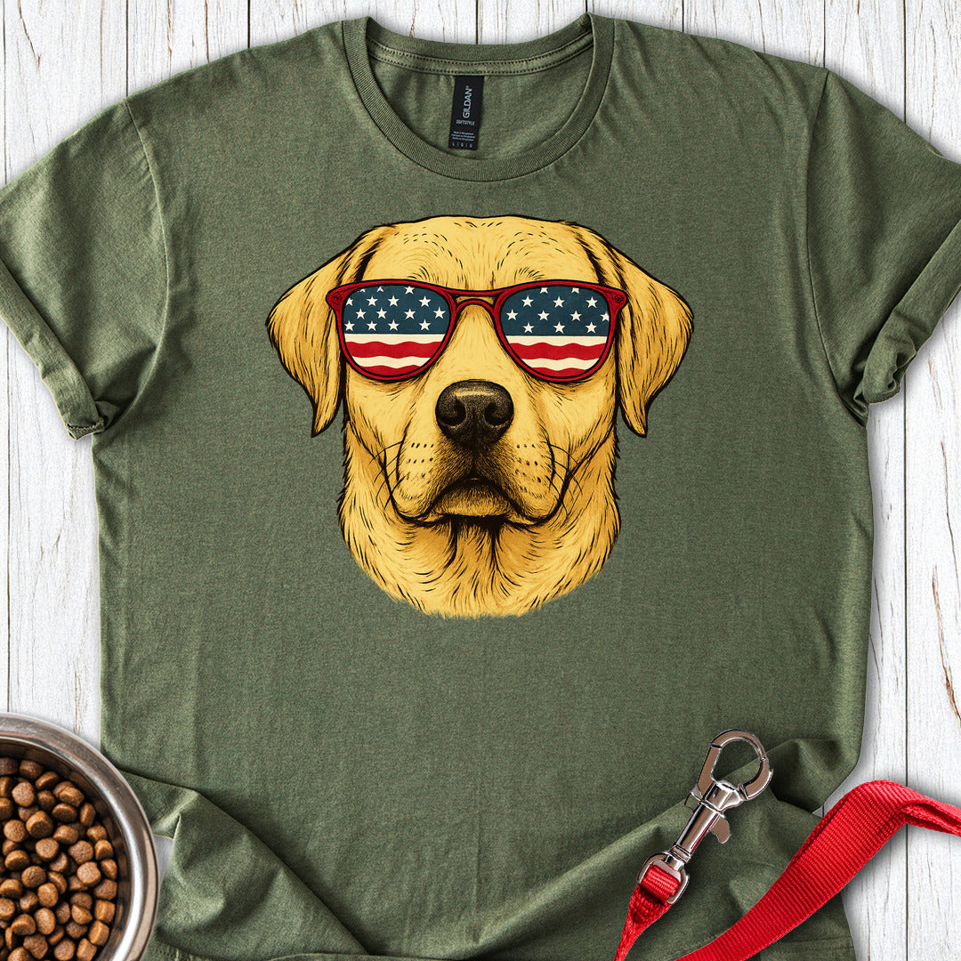 Yellow Labrador USA Glasses Military Green