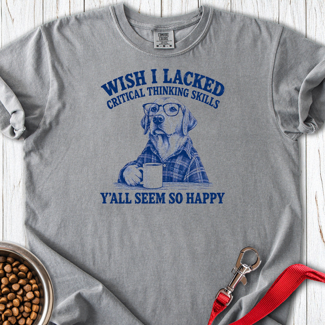 Yellow Labrador Wish I Lacked Critical Thinking Premium Tee — Grey