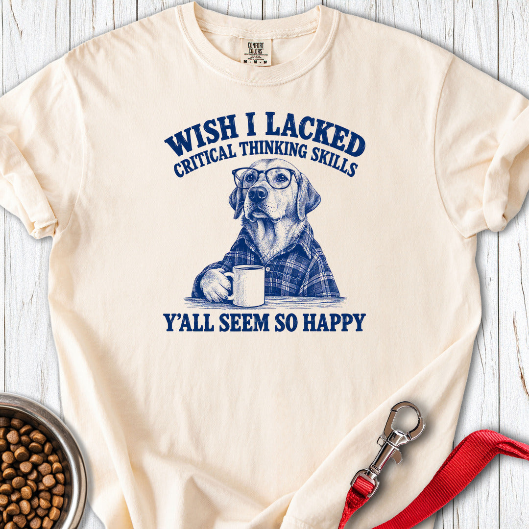Yellow Labrador Wish I Lacked Critical Thinking Premium Tee — Ivory