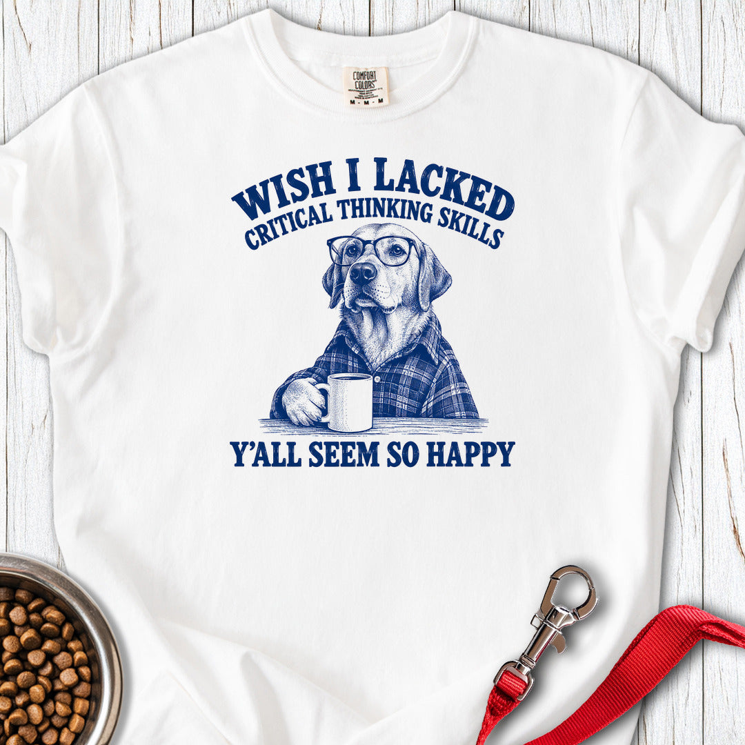 Yellow Labrador Wish I Lacked Critical Thinking Premium Tee — White