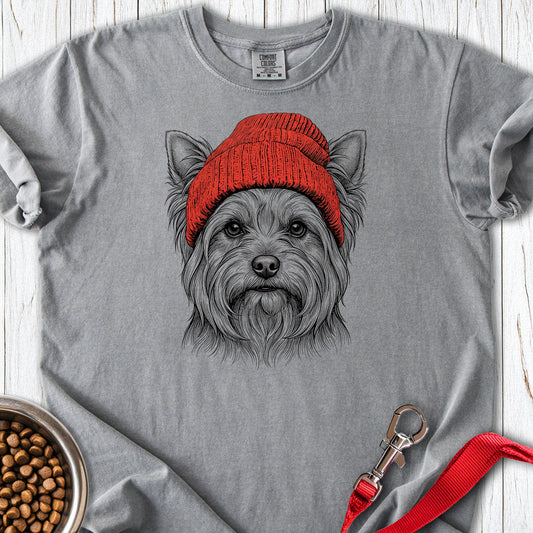 Yorkshire Terrier Beanie Premium Tee Grey