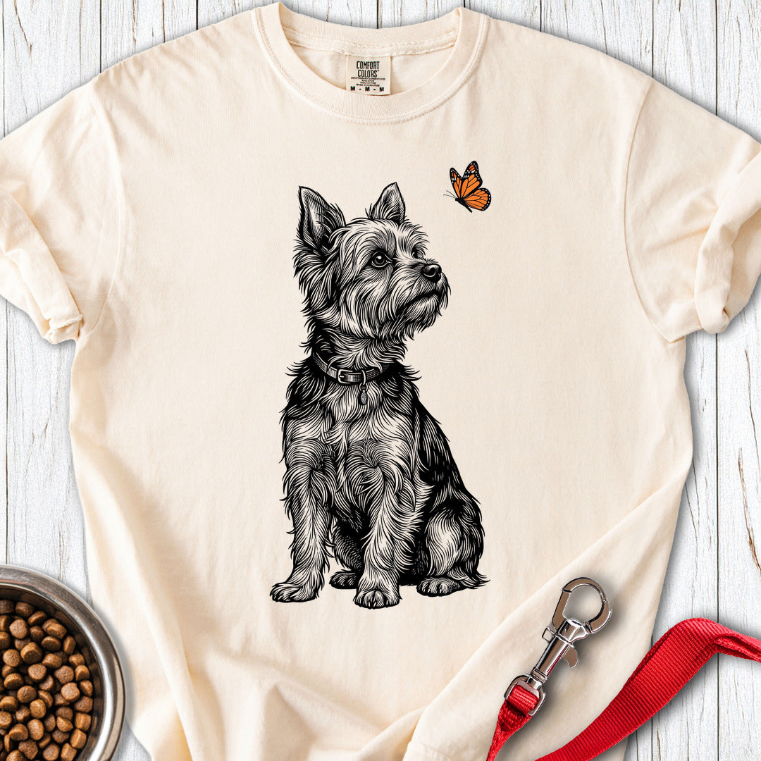 Yorkshire Terrier Butterfly Premium Tee Ivory