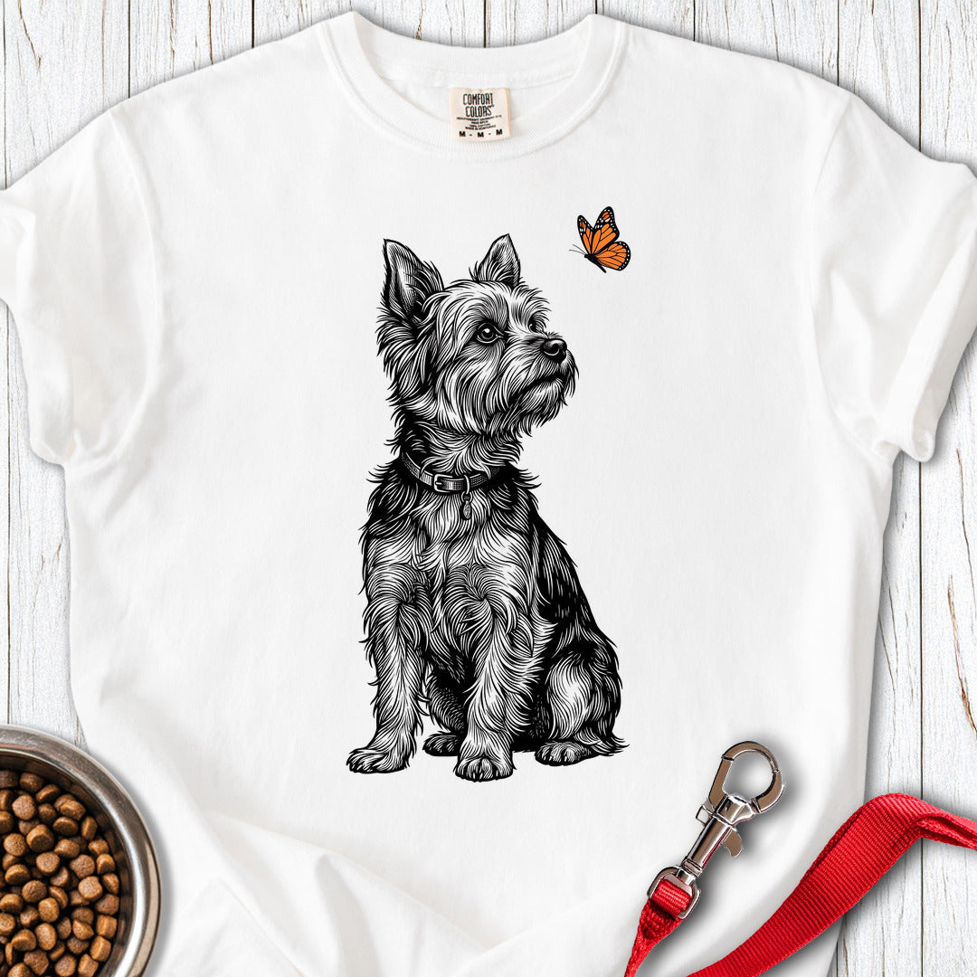 Yorkshire Terrier Butterfly Premium Tee White
