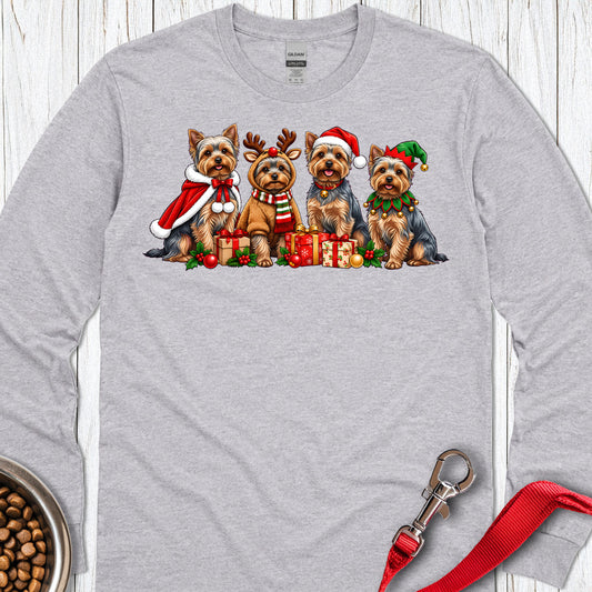 Yorkshire Terrier Christmas Group Long Sleeve — Sport Grey
