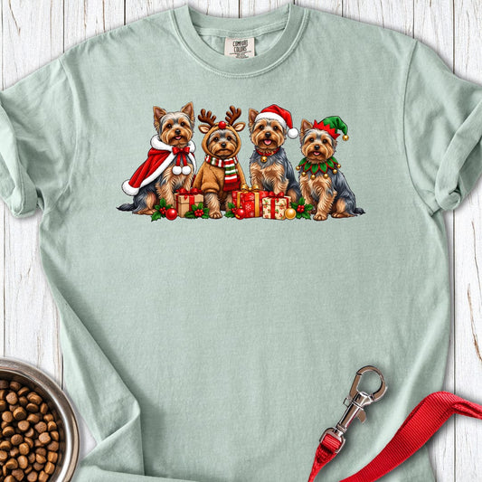 Yorkshire Terrier Christmas Group Premium Tee — Bay