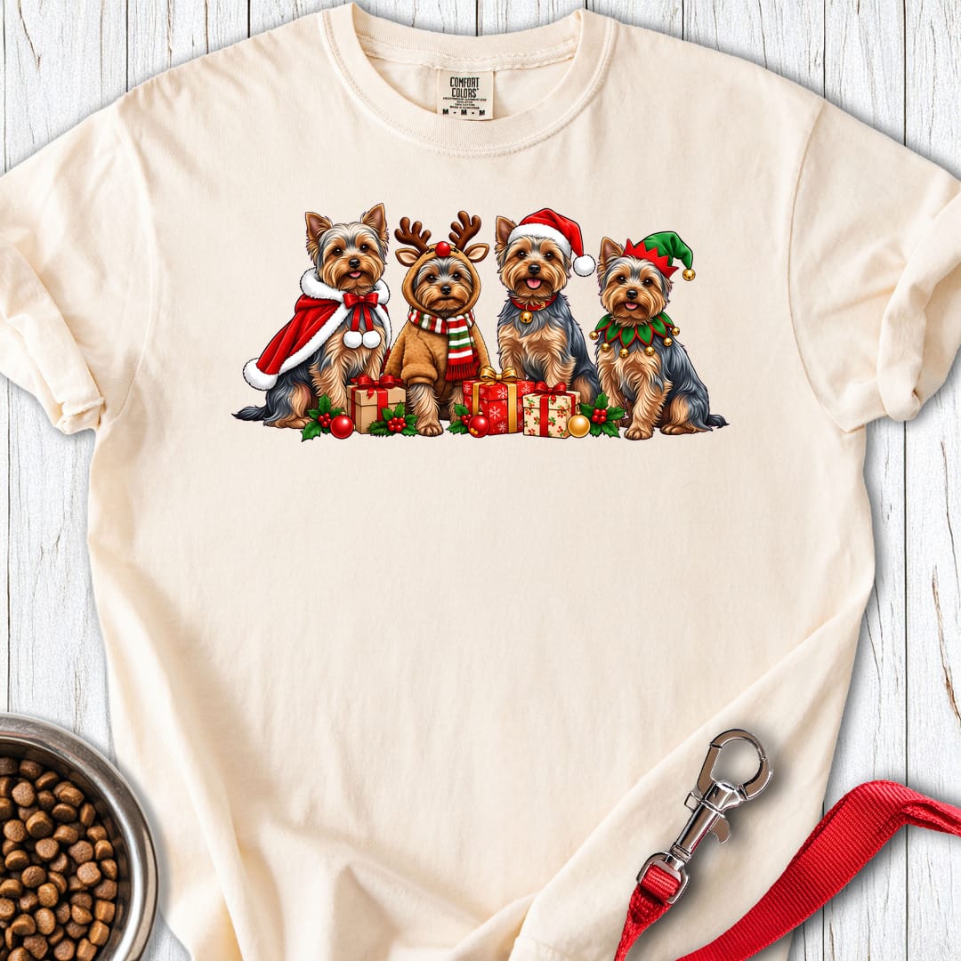 Yorkshire Terrier Christmas Group Premium Tee — Ivory