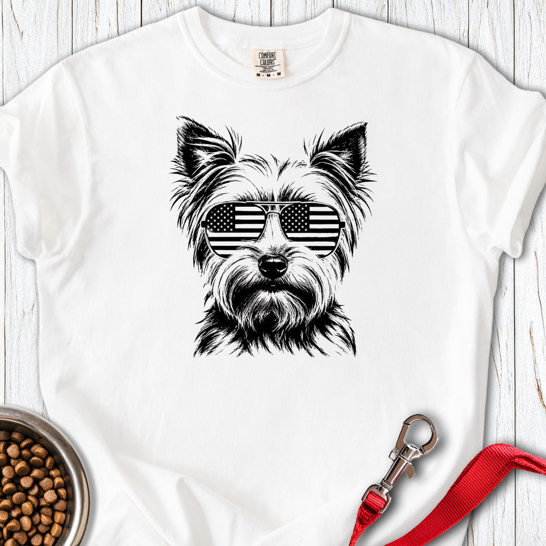 Yorkshire Terrier Flag Shades Premium Tee White