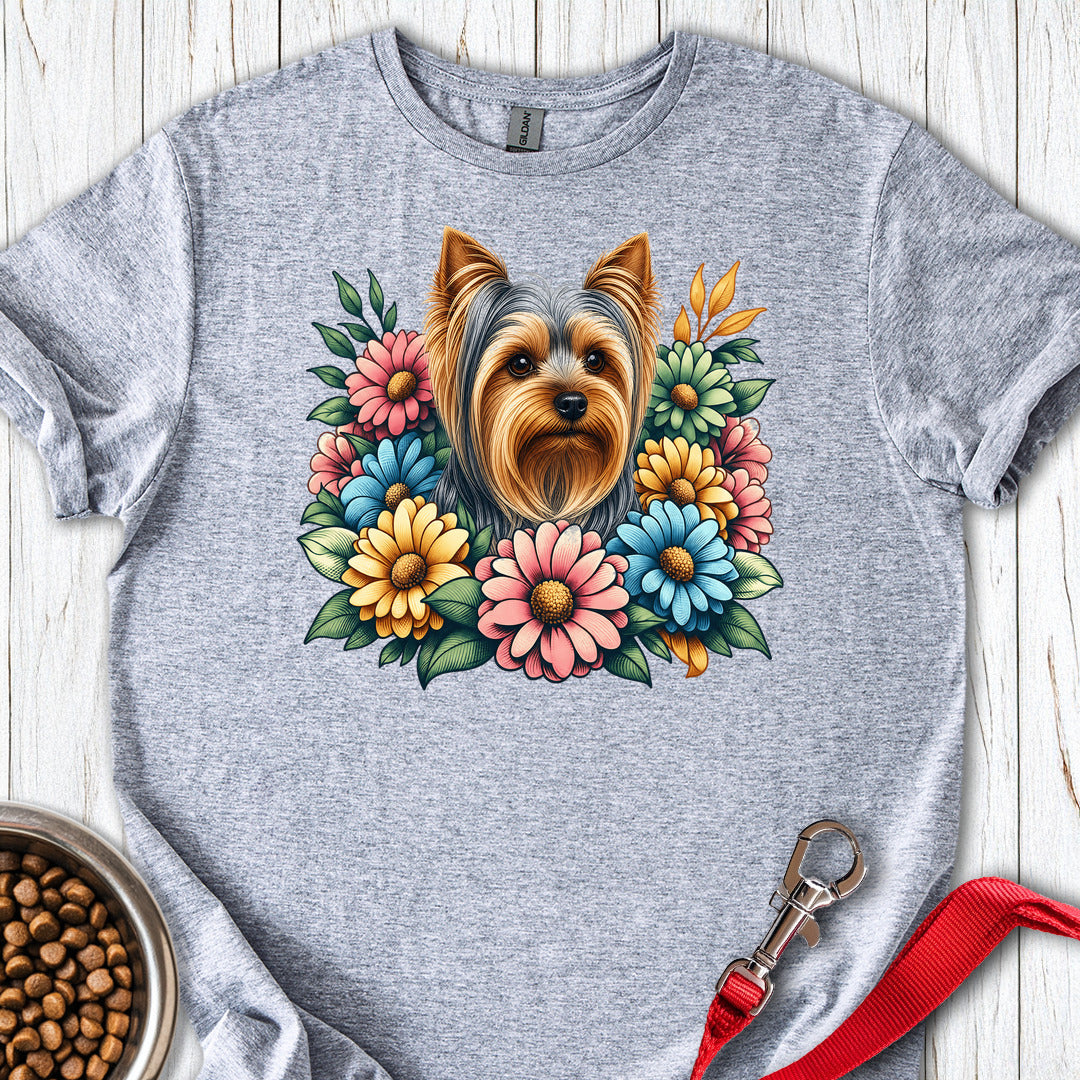 Yorkshire Terrier Flower Wreath Sport Grey