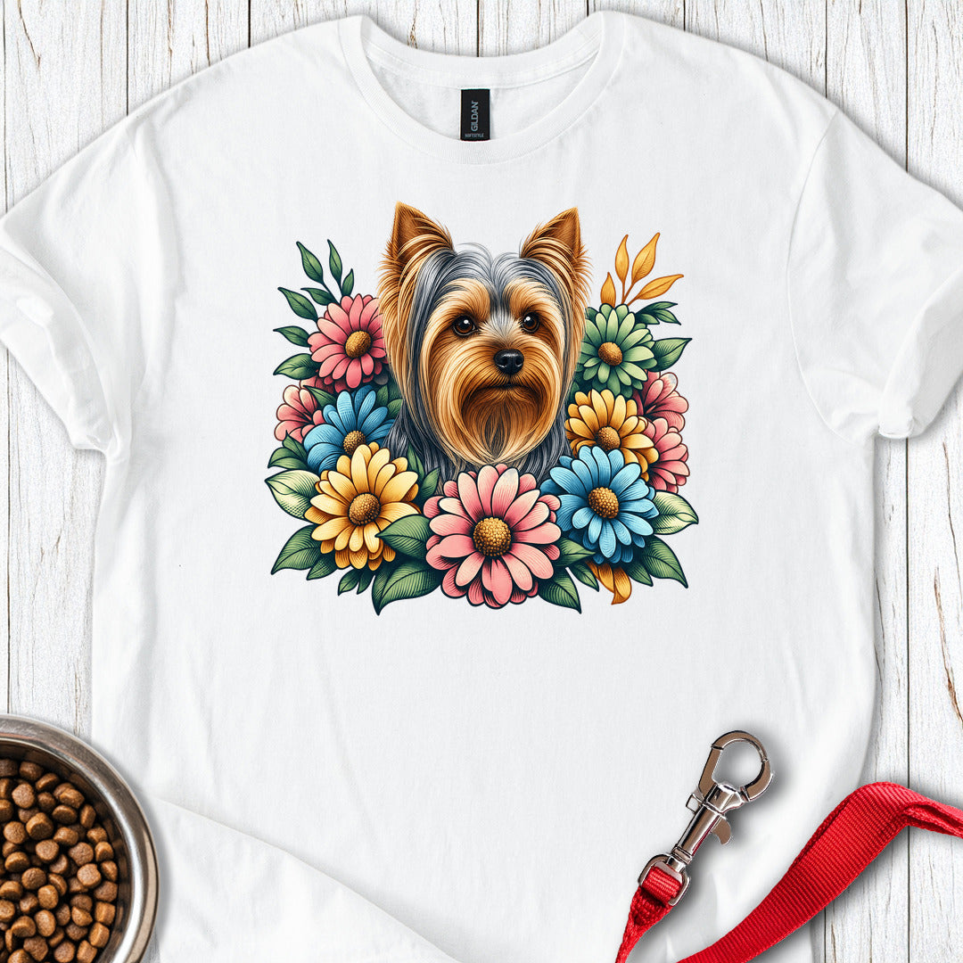Yorkshire Terrier Flower Wreath White