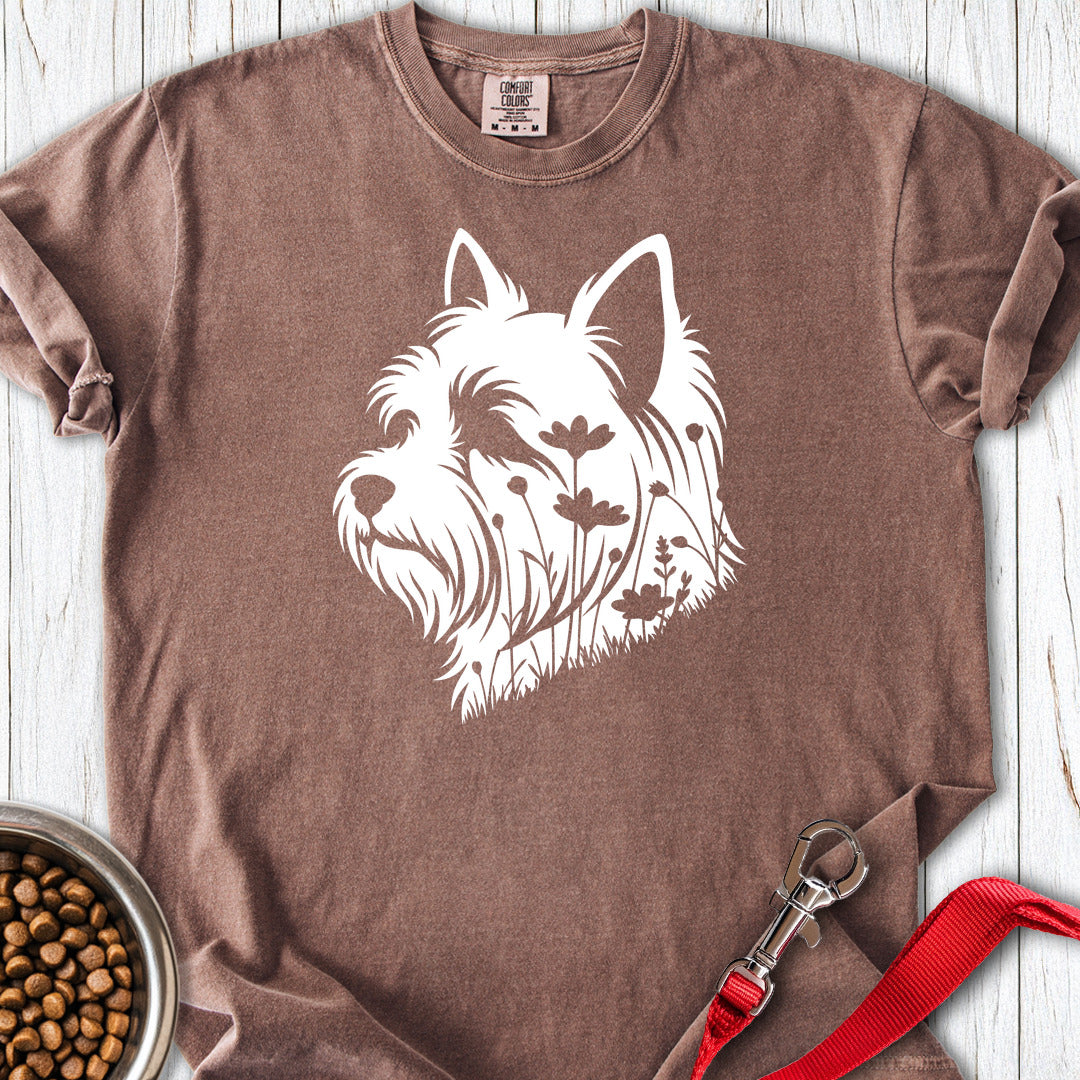 Yorkshire Terrier Flowers Premium Tee Espresso