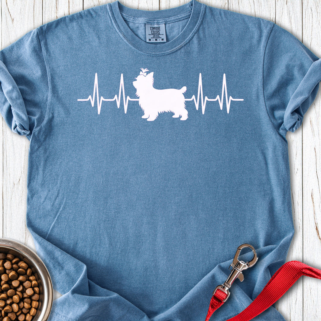 Yorkshire Terrier Heartbeat Premium Tee Blue Jean